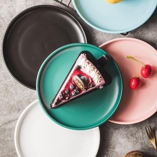 家用西餐盘小吃碟骨碟圆 7YX6英寸色釉哑光陶瓷点心盘蛋糕碟