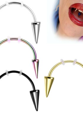 欧美不锈钢唇钉德古拉恶魔吸血金属牙齿穿刺饰品亚马逊WISH跨境供