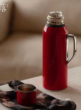 无落 316不锈钢焖茶壶旅行户外便携车载保温壶高端手工传家壶壶袋