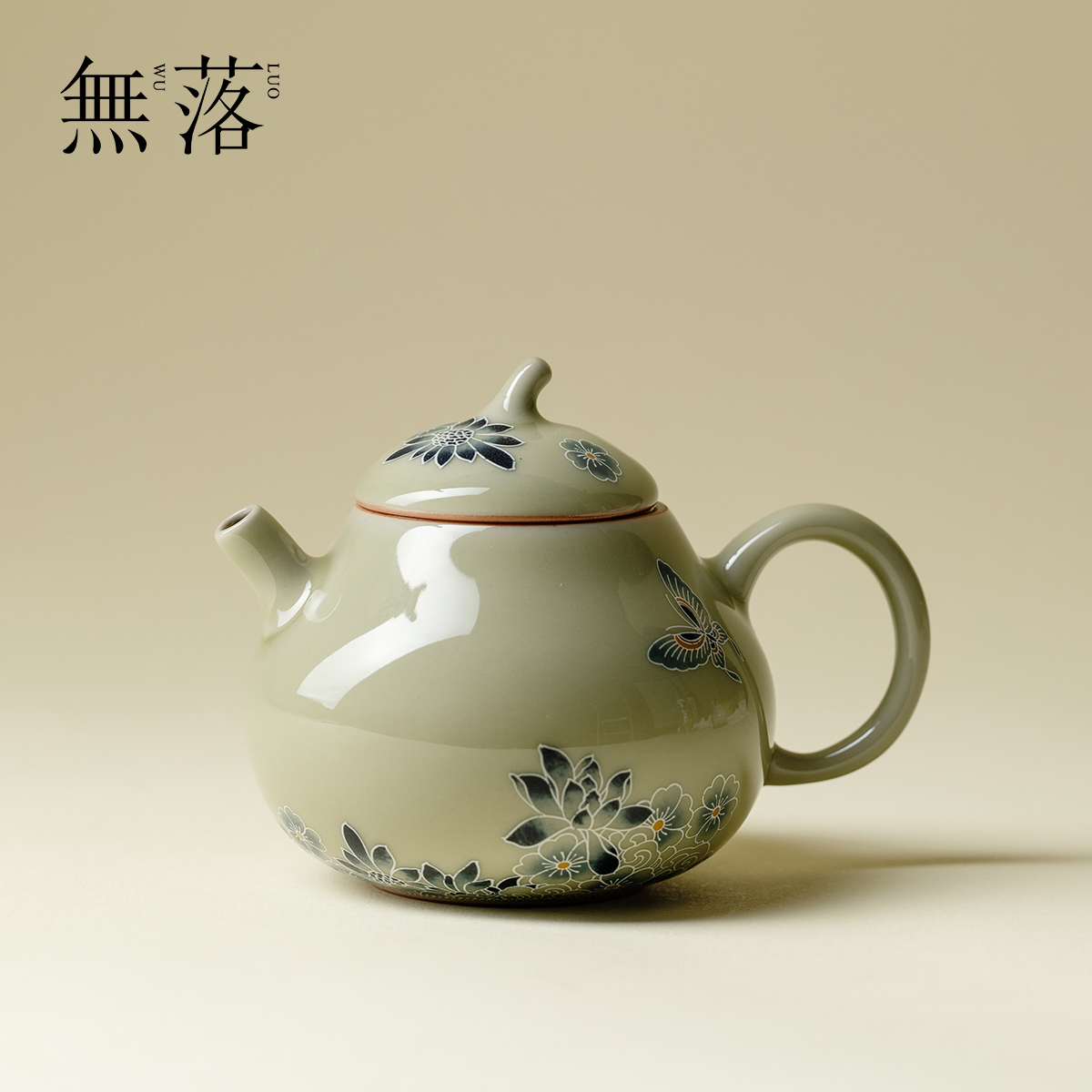 无落 青花银彩蝶舞繁花茶壶高颜值复古单壶功夫茶具泡茶壶带过滤
