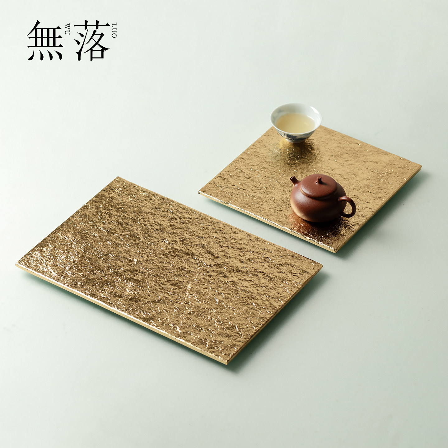 无落纯手工天然乌金石金箔干泡盘家用办公室轻奢小茶台干泡盘底托