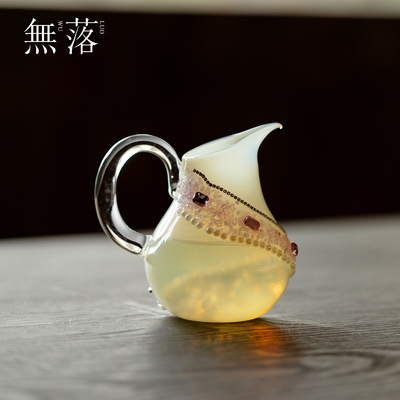 无落冰玉紫梦公道杯手工创意珍珠透明玻璃功夫茶具分茶器茶海匀杯