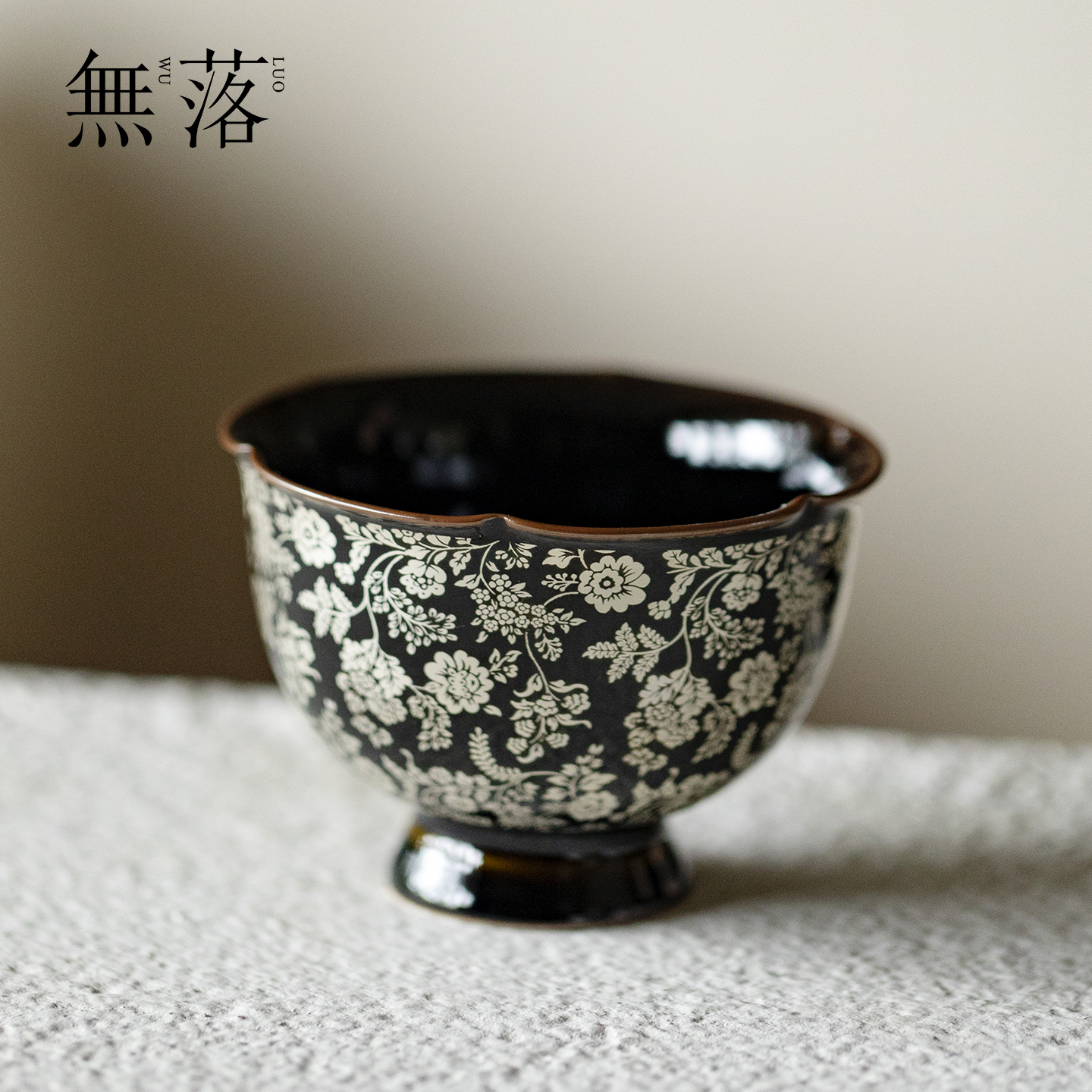 无落黑金釉墨染万花银彩主人杯茶盏功夫茶具茶杯个人专用喝茶品杯