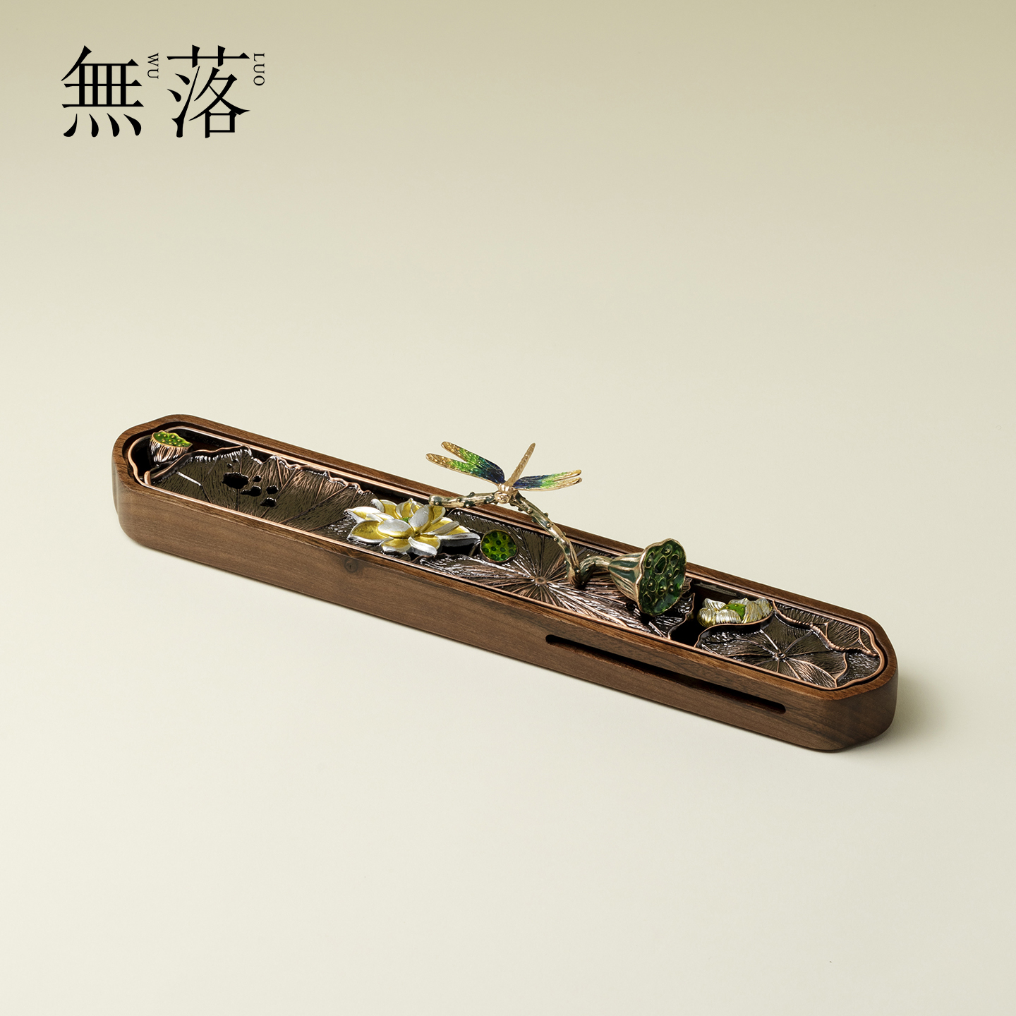 无落中式珐琅彩蜓蜓玉立线香炉家用室内禅意卧香盒线香香熏炉礼品