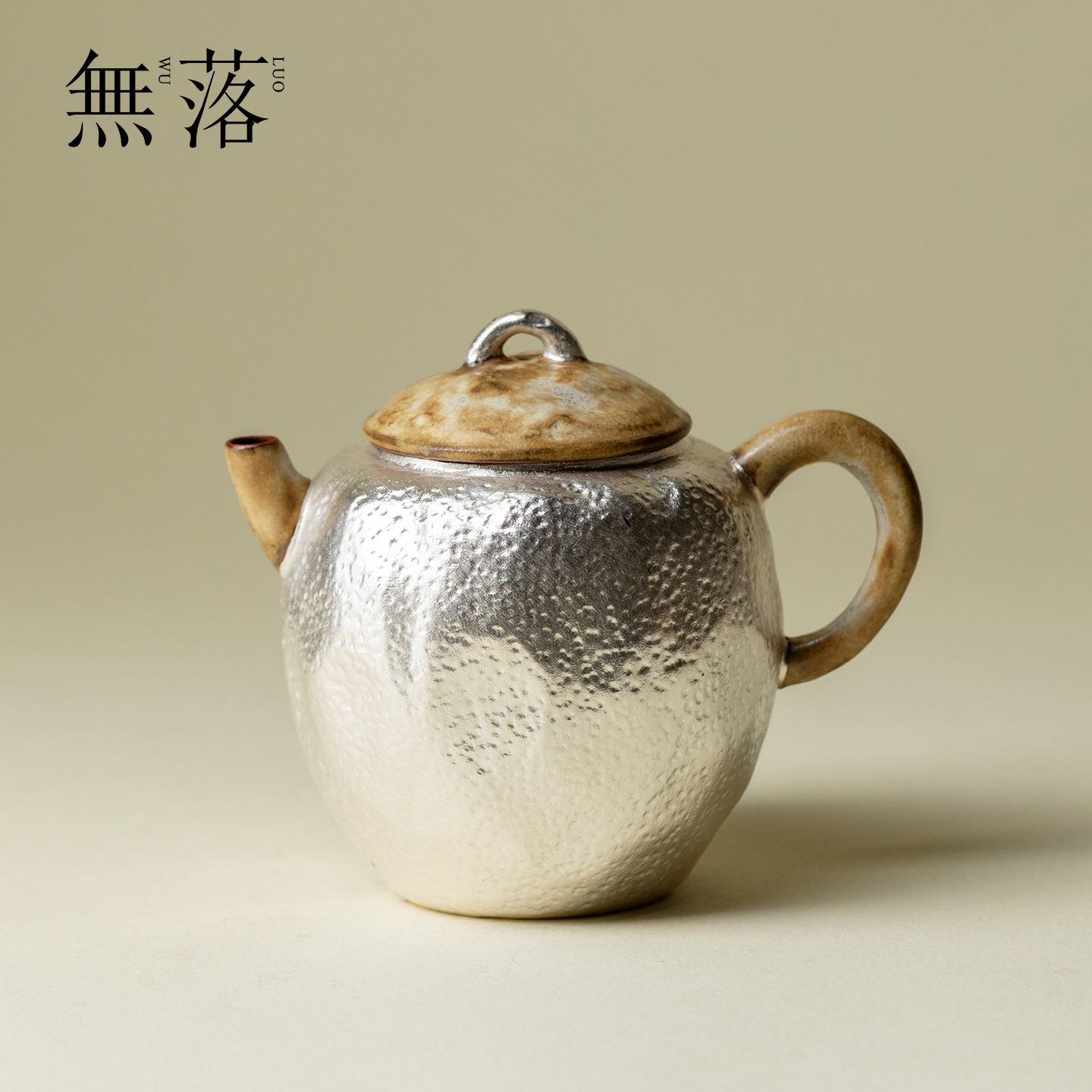 无落银装素裹李朝白茶壶景德镇原创手工手捏壶粗陶手工窑变泡茶器