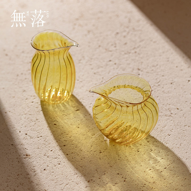 水晶玻璃耐高温高硼硅玻璃熏银工艺菠萝条纹公道杯分茶器茶道周边