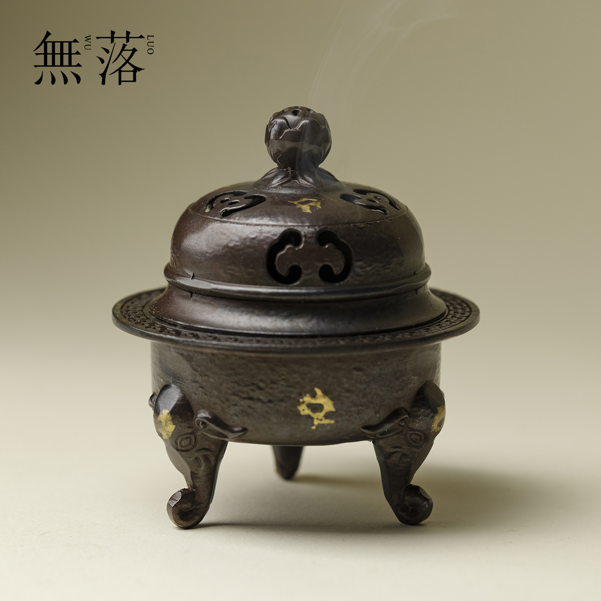 无落象足香炉家用室内纯铜做旧香炉复古盘香炉沉香檀香香道熏香炉