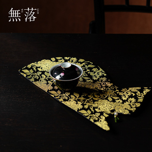 新中式 无落 织锦缎猫咪设计茶席家用茶空间一人用干泡席桌旗桌垫