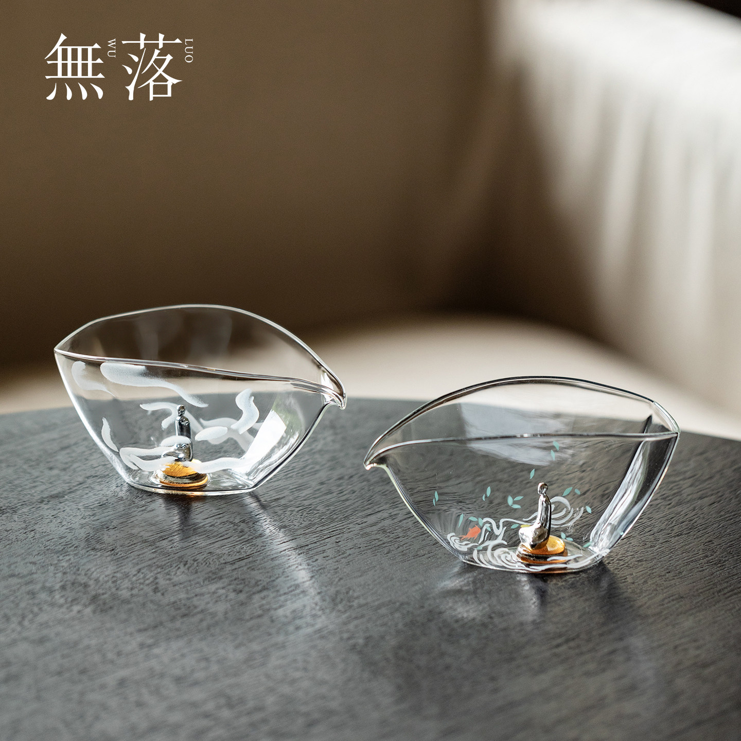 无落 禅意999纯银佛像玻璃公道杯新中式创意透明分茶器功夫茶具