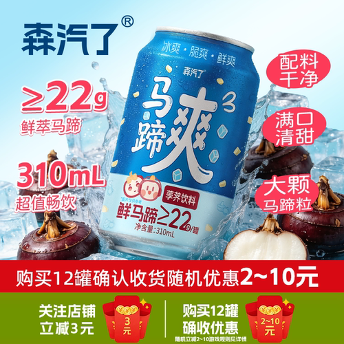 森汽了马蹄爽饮料荸荠真果肉植物饮0脂烧烤搭档马蹄水浓缩甘蔗饮