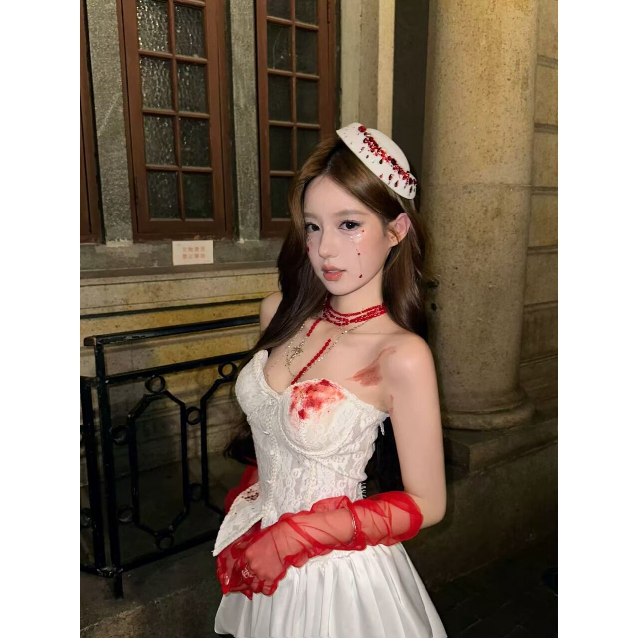 万圣节修女红钻小礼帽发夹