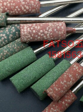 橡胶磨头加长柄绿色芝麻磨头圆柱876*80mm弹性海绵磨头金属抛光打