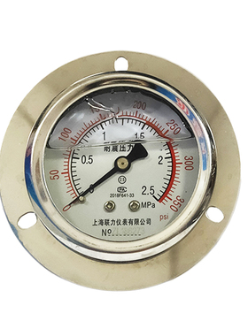 轴向带边耐震压力表YN60ZT面板式油压表水压真空表1.6 2.5 40MPA