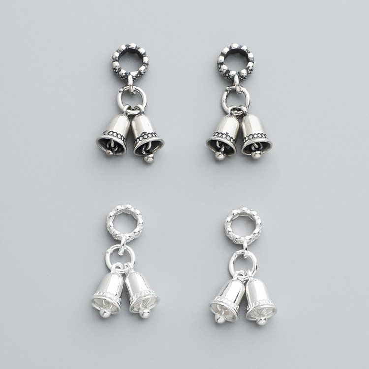 铃铛挂件纯银珍珠S925风铃串珠圣诞手工饰品项链配件手链吊坠DIY