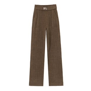 雪尼尔阔腿裤女2023新款秋冬高腰显腿长垂坠感直筒长裤加绒休闲裤