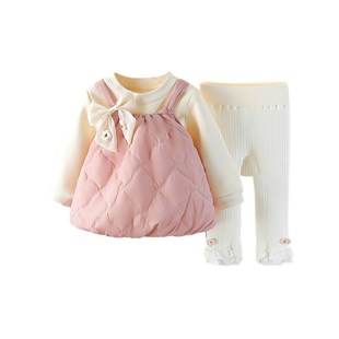 婴儿冬装0女童装1-3岁女宝宝洋气套装时髦秋冬公主加绒裙子棉服套