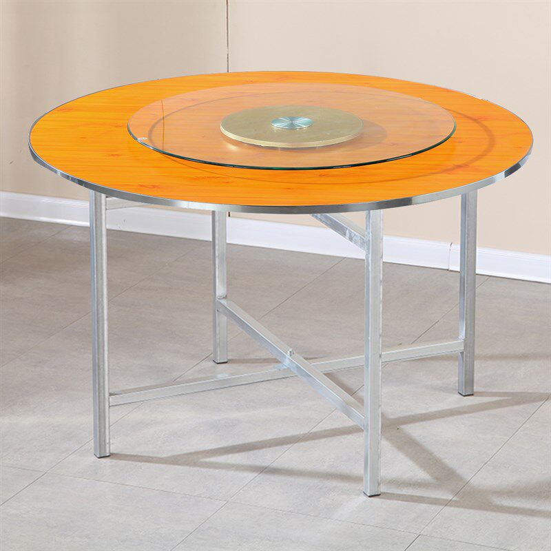 圆桌家用简约圆桌面板转盘桌折叠大排档酒店餐桌商用食堂吃饭桌子