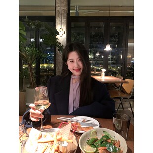 Joeyoo李乔优 银河繁星 紫色斜肩长袖飘带T恤秋冬内搭打底衫上衣