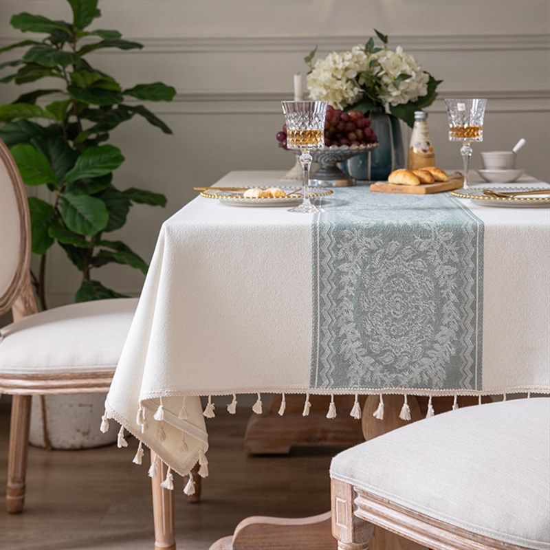 桌布桌旗一体轻奢高级感提花复古长方形餐桌布台布茶桌垫布盖巾,居家布艺,桌布,淘宝优惠券,粉丝福利购,淘宝优惠卷