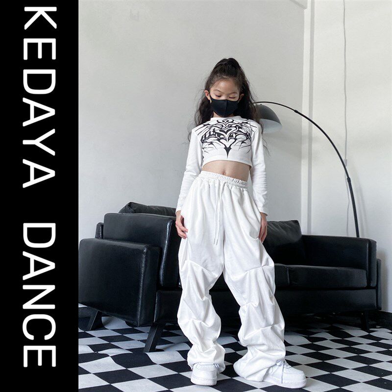 2023秋季新款童装甜酷女童打底衫长袖T恤女童长裤街舞爵士舞套装