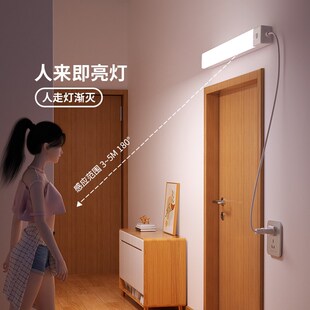 人体感应灯插电夜间智能卫生间镜前灯条超亮照明厕所走廊人来即亮