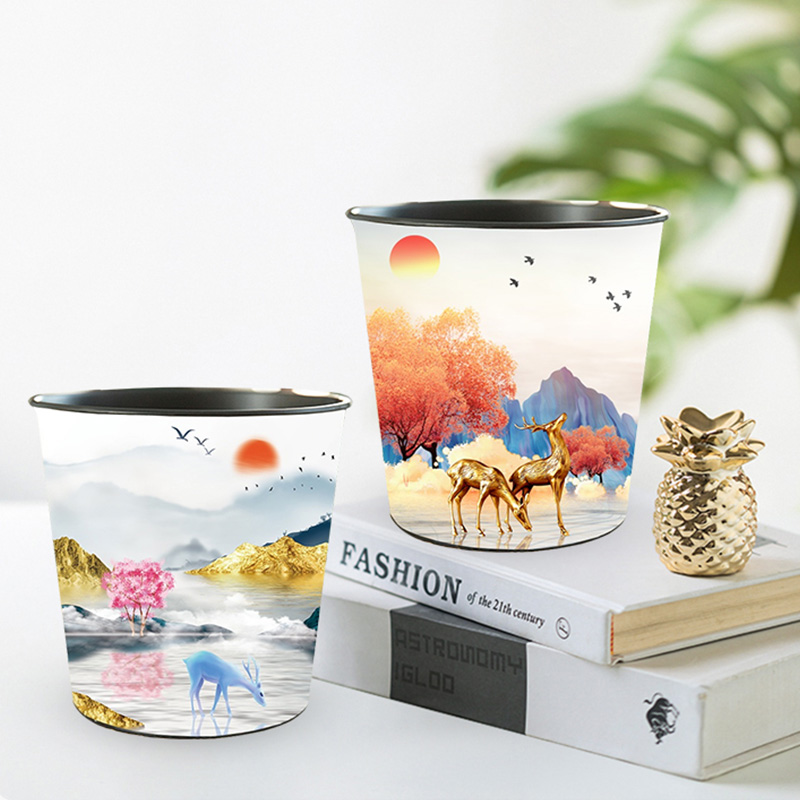 中式桌面垃圾桶轻奢迷你小号无盖桌上卫生桶家用餐桌茶几床头纸篓