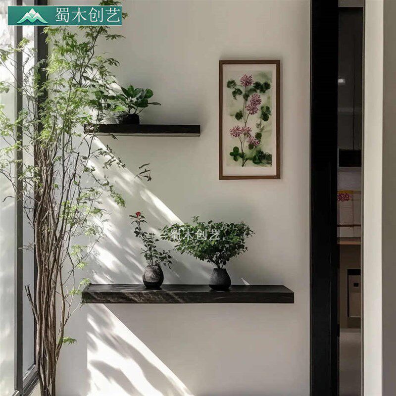 碳化纯黑色入户走廊过道装饰置物架壁挂悬浮壁炉柜收纳一字板书架,商业/办公家具,层板/挂板,淘宝优惠券,粉丝福利购,淘宝优惠卷