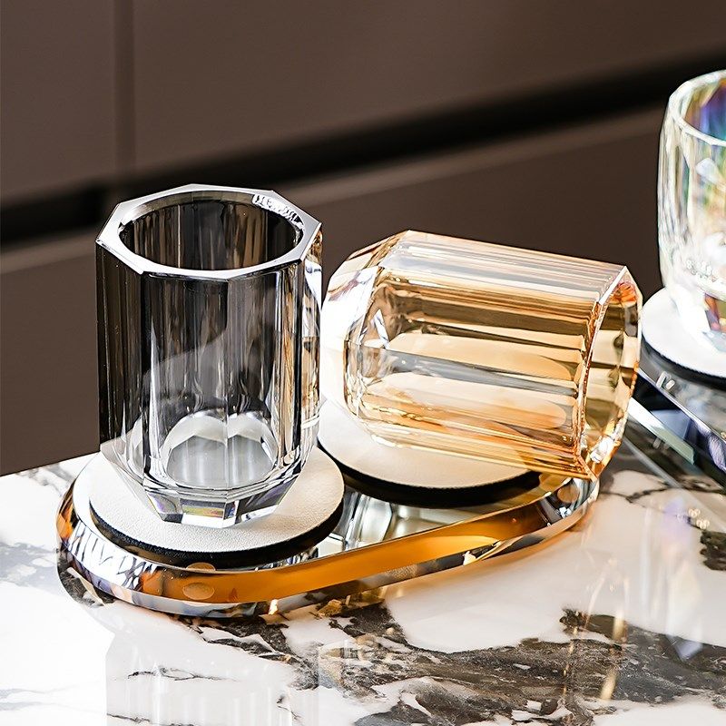 高档水晶玻璃洗漱口杯创意吸水杯架酒店主卫生间情侣杯子组合套装,家庭/个人清洁工具,洗漱杯,淘宝优惠券,粉丝福利购,淘宝优惠卷