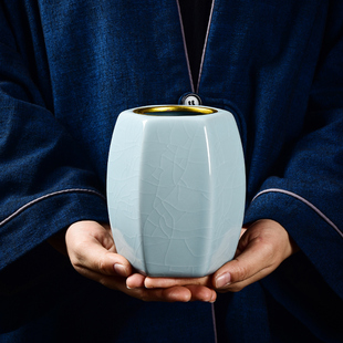 新中式禅意陶瓷花瓶客厅插花高档腊梅雪柳干花摆件茶室酒柜装饰品