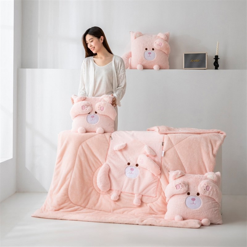 卡通玩偶兔绒抱枕被子两用办公室午睡沙发靠枕二合一汽车上加厚冬