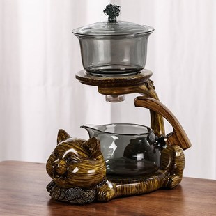 招财猫懒人泡茶神器 全自动泡茶壶家用玻璃茶杯喝茶 功夫茶具套装