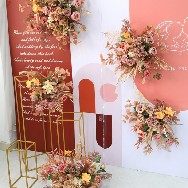 活动布置复古花艺舞台背景板布景装饰开业庆典婚礼摄影迎宾区花架
