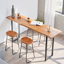 实木吧台桌家用阳台靠墙窄桌子长条桌奶茶店酒吧高脚桌椅组合商用