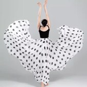 720度雪纺长裙半身裙超大裙摆沙滩裙女波点新疆舞蹈广场舞跳舞裙