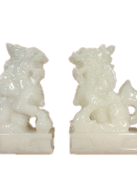 天然阿富汗白玉麒麟摆件客厅玄关书房家居麒麟玉石摆件礼品装饰品