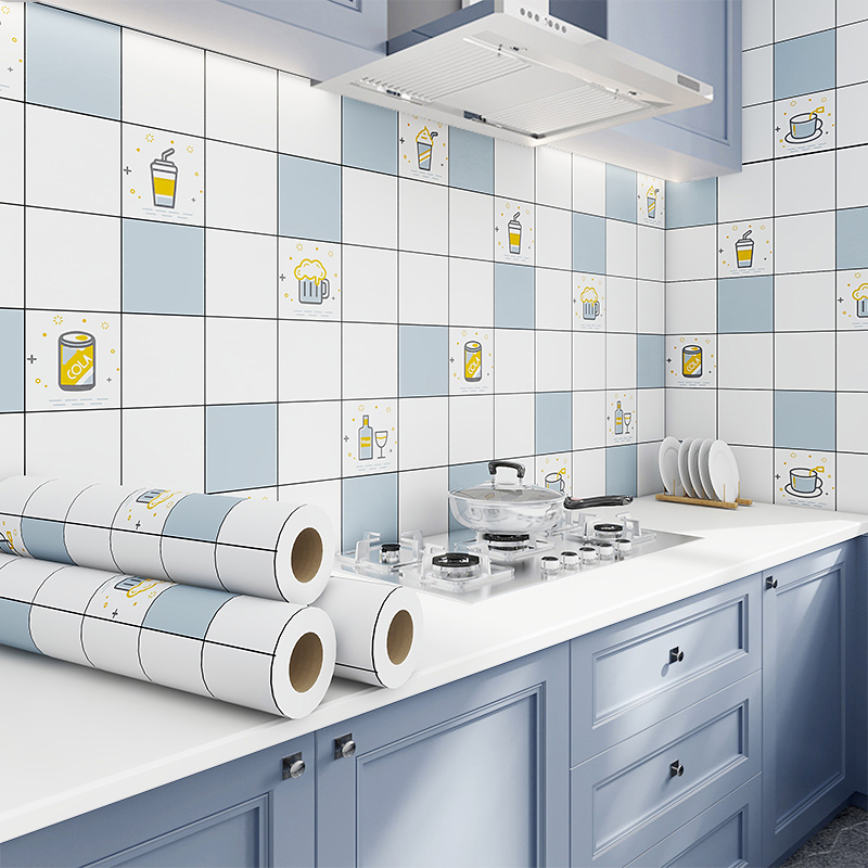 厨房防油贴纸加厚防水自粘耐高温瓷砖墙贴装饰油烟机灶台墙面贴膜