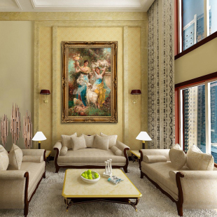 别墅巨幅挂画 饰画 天使人物油画A27 玄关油画客厅装 手绘豪华欧式