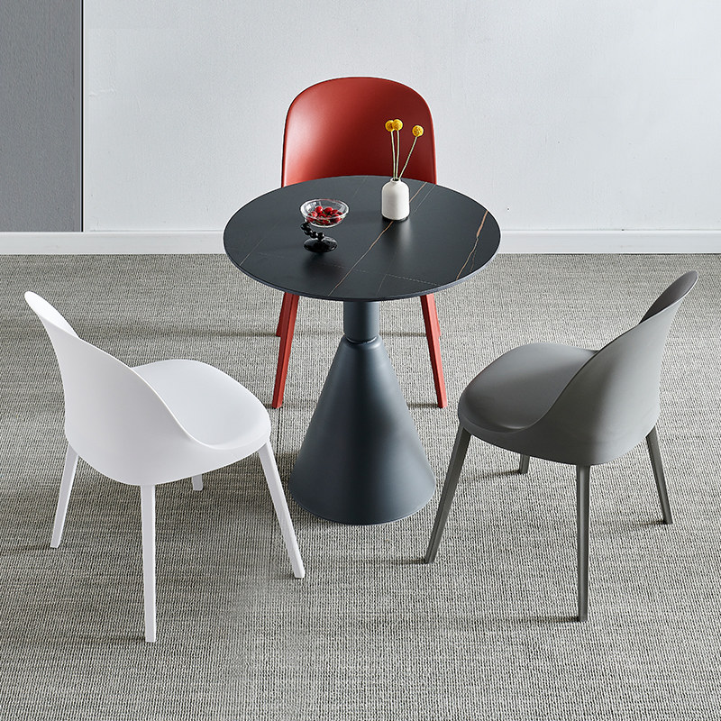 岩板圆桌洽谈桌椅组合家用餐桌小圆桌子接待洽谈桌咖啡桌阳台桌椅