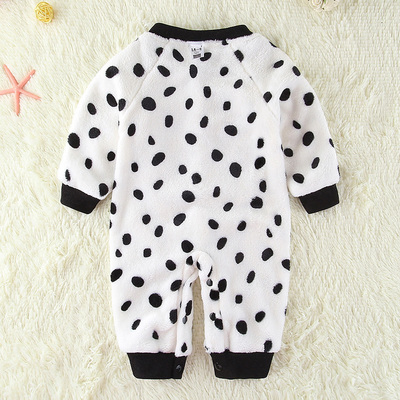 婴儿法兰绒连体衣服秋冬款新生儿男宝宝珊瑚绒睡衣0-1-2岁外出服