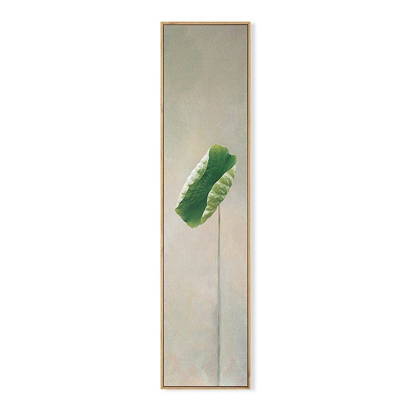 新中式莲花茶室装饰画楼梯玄关背景墙画竖版长条走廊禅意荷花定做图片