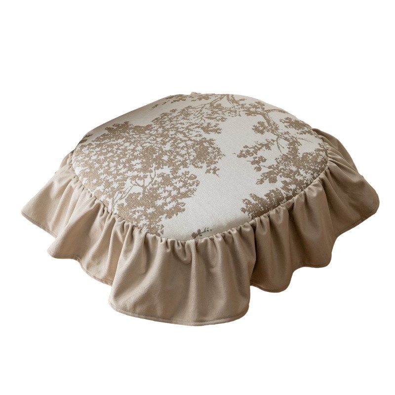 奶油风四季通用圆形椅垫薄款木耳边流苏凳子套罩绑带防滑椅子垫子,居家布艺,椅垫,淘宝优惠券,粉丝福利购,淘宝优惠卷