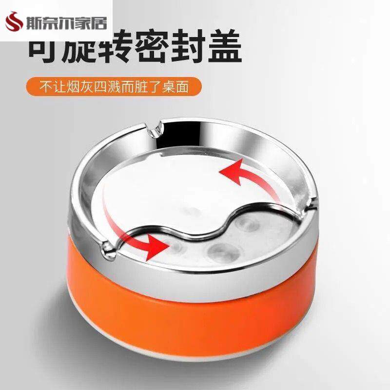 烟灰缸创意个性网红家用带盖防摔客厅床头大号小号不锈钢塑料烟缸