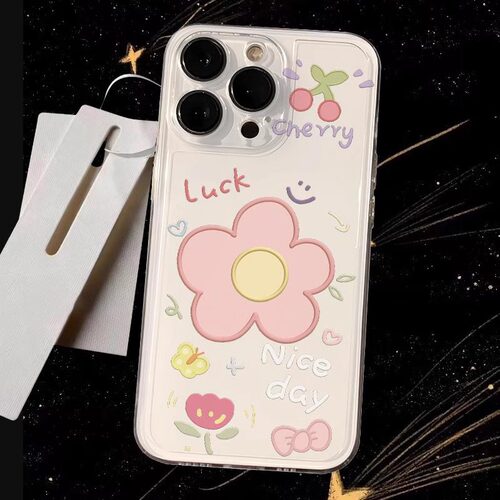 苹果16promax手机壳17pro夏日清新花朵iphone15pro透明新款14PM彩绘13小众高级女12硅胶全包16pro防摔保护套