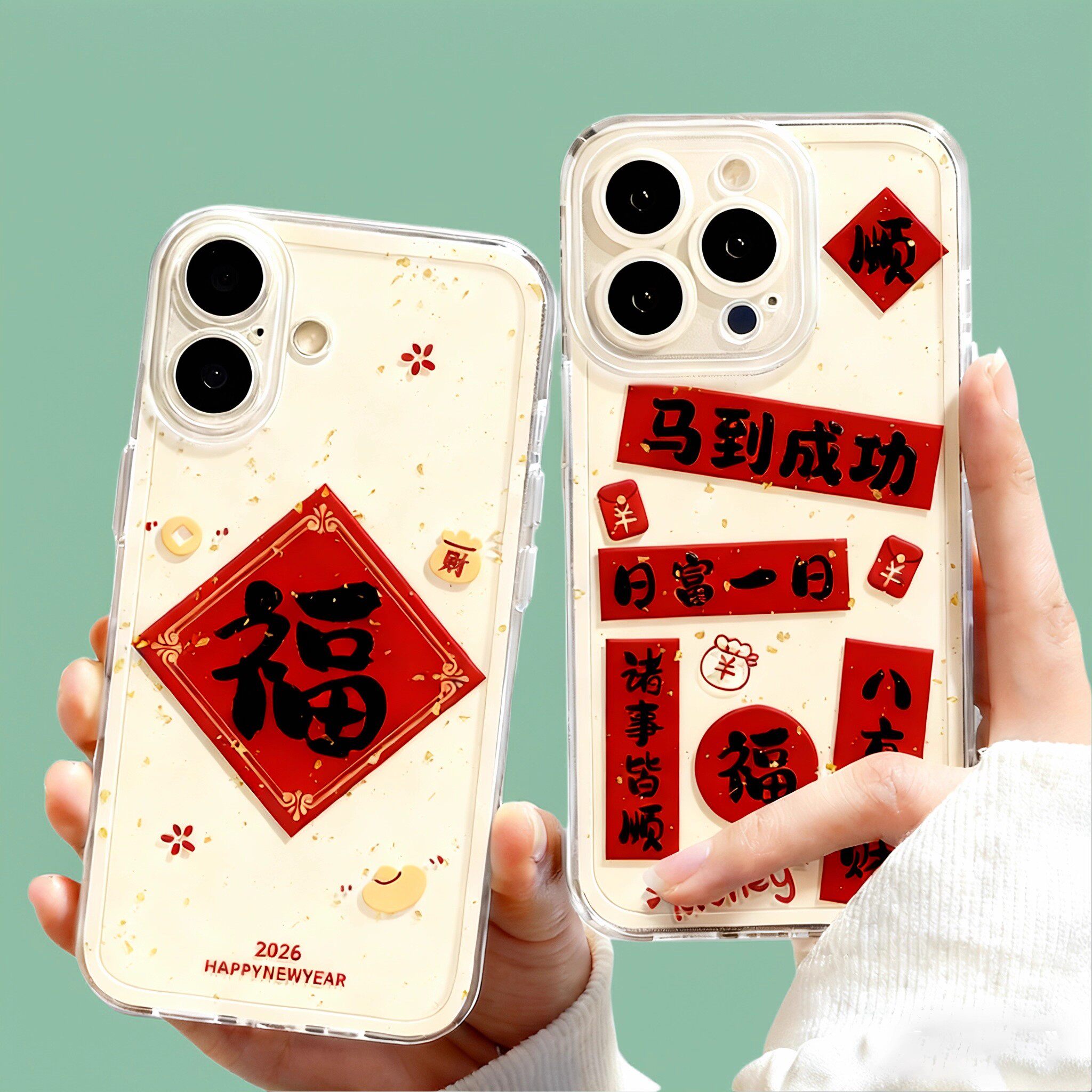 2026马年手机壳苹果16pro新年iphone13proMAX新款17pro软15promax透明xs福14喜庆11对联plus全包本命年12套8p