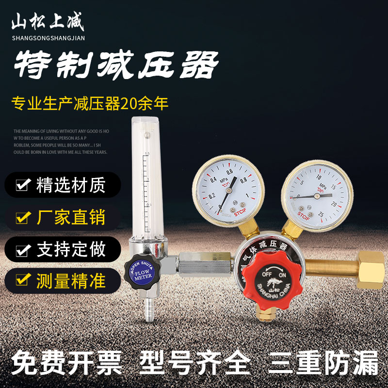 YQSL-731L氮气氩气氧气标气混合气体双表O头带流量计减压器减压阀