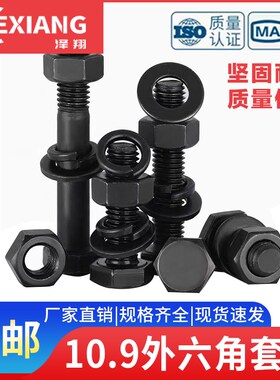 10.9级高强度外六角螺栓套装高强度螺丝螺母外六方M8NM10M12M14M1