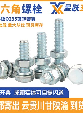 4.8级Q235镀锌外六角头螺栓镀锌螺丝螺母套装M6HM8M10M12M14M16M1