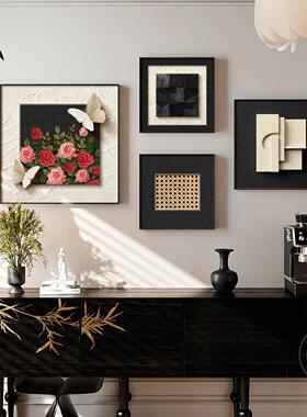 法式餐厅装饰画意大利Normcore客厅沙发背景墙挂画抽象高端组合壁