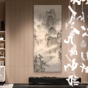 新中式玄关大尺寸挂画宋代美学民宿茶室酒店别墅楼梯间山水装饰画