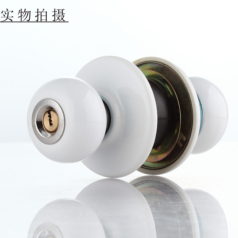 浴室门锁白色黑色卫生间球形锁欧式田园风格房门陶瓷锁球型锁门锁